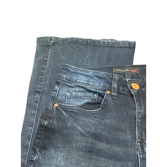 YMI Distressed Flare Leg Jeans Dark Wash No Size Tag See Measurements - Picture 3 of 5